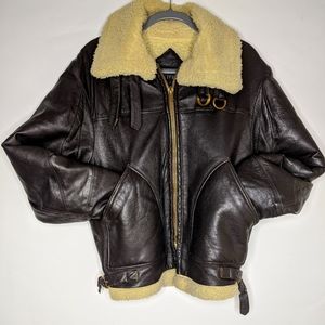 Unisex Vintage Leather Flight Jacket